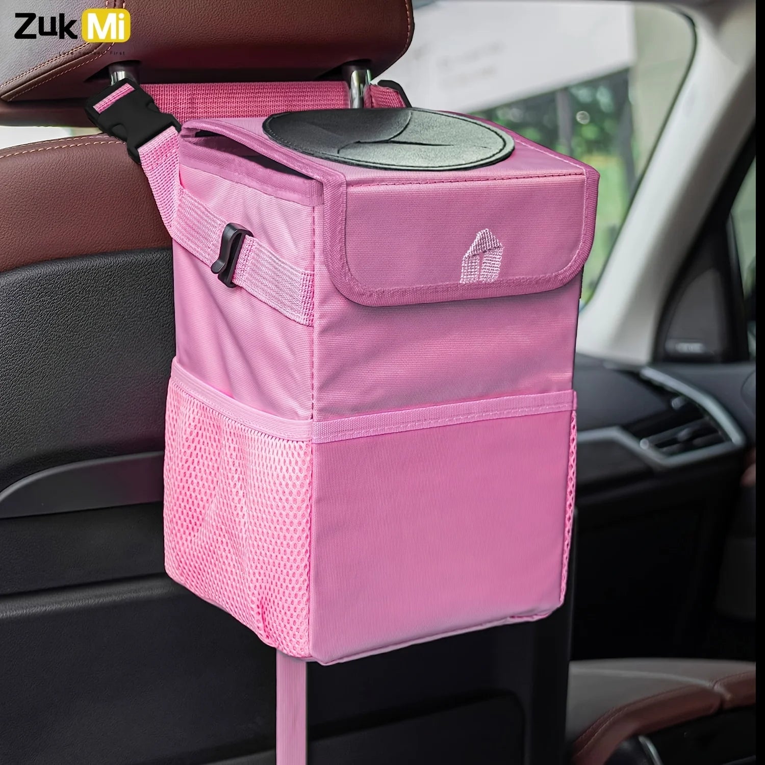 Collapsible Car Trash Can with Lid & Leakproof Oxford Cloth Storage Organizer