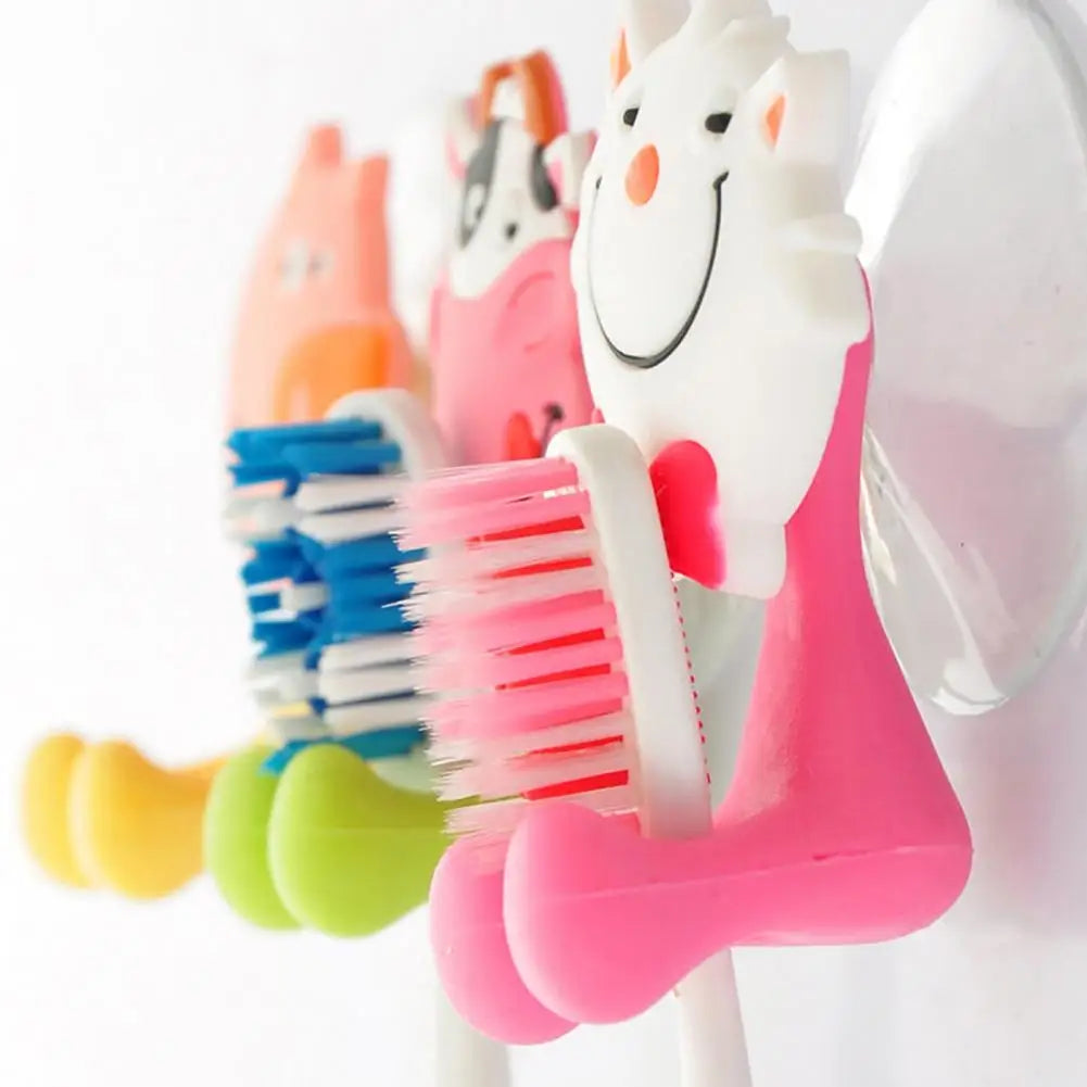 Wall-Mounted Kids Toothbrush Holder & Toothpaste Dispenser