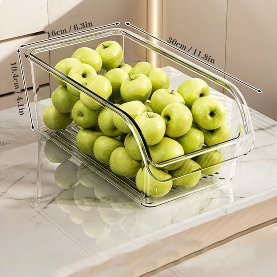 Clear Refrigerator Organizer Bins for Food, Fruit & Drinks