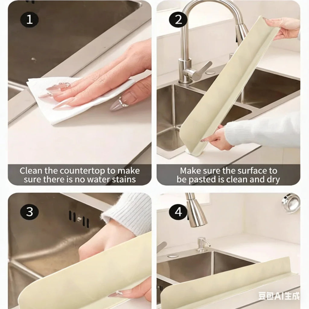 Protector Adhesivo antisalpicaduras para Fregadero, Deflector de Agua de Silicona para Encimera de Cocina y Baño