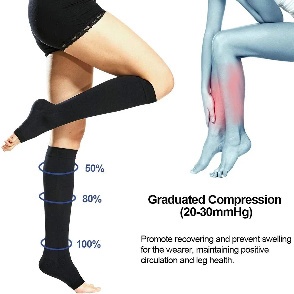 20–30 mmHg Knee High Compression Socks for Women & Men – Graduated Leg Support for Running, Travel, Work & Sports