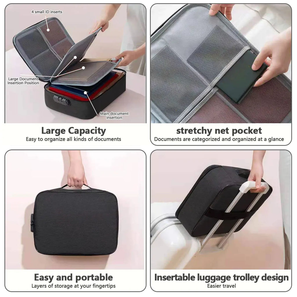 Waterproof Document Organizer – Lockable File Storage Case for Passports, Cards & Certificates