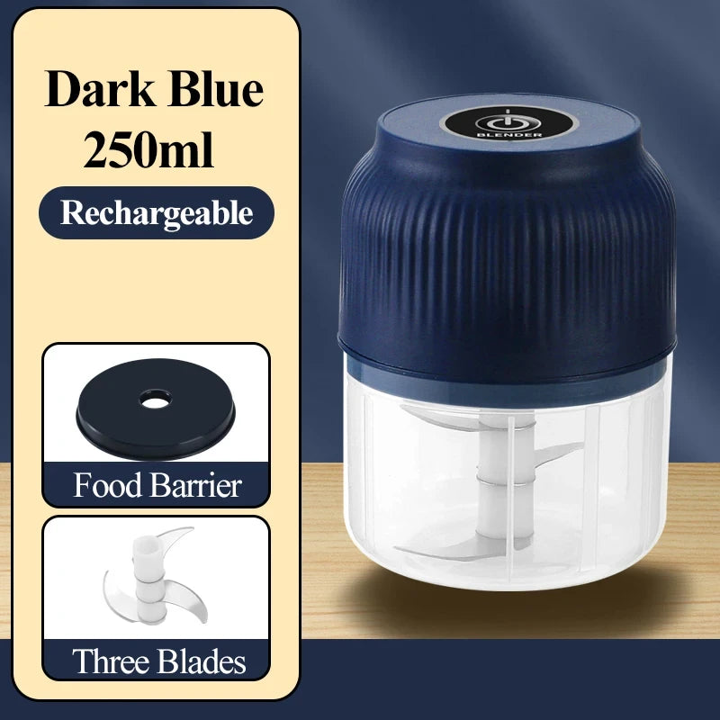 Mini picadora de verduras eléctrica inalámbrica USB recargable de 250 ml, triturador de ajos, picadora de alimentos para la cocina