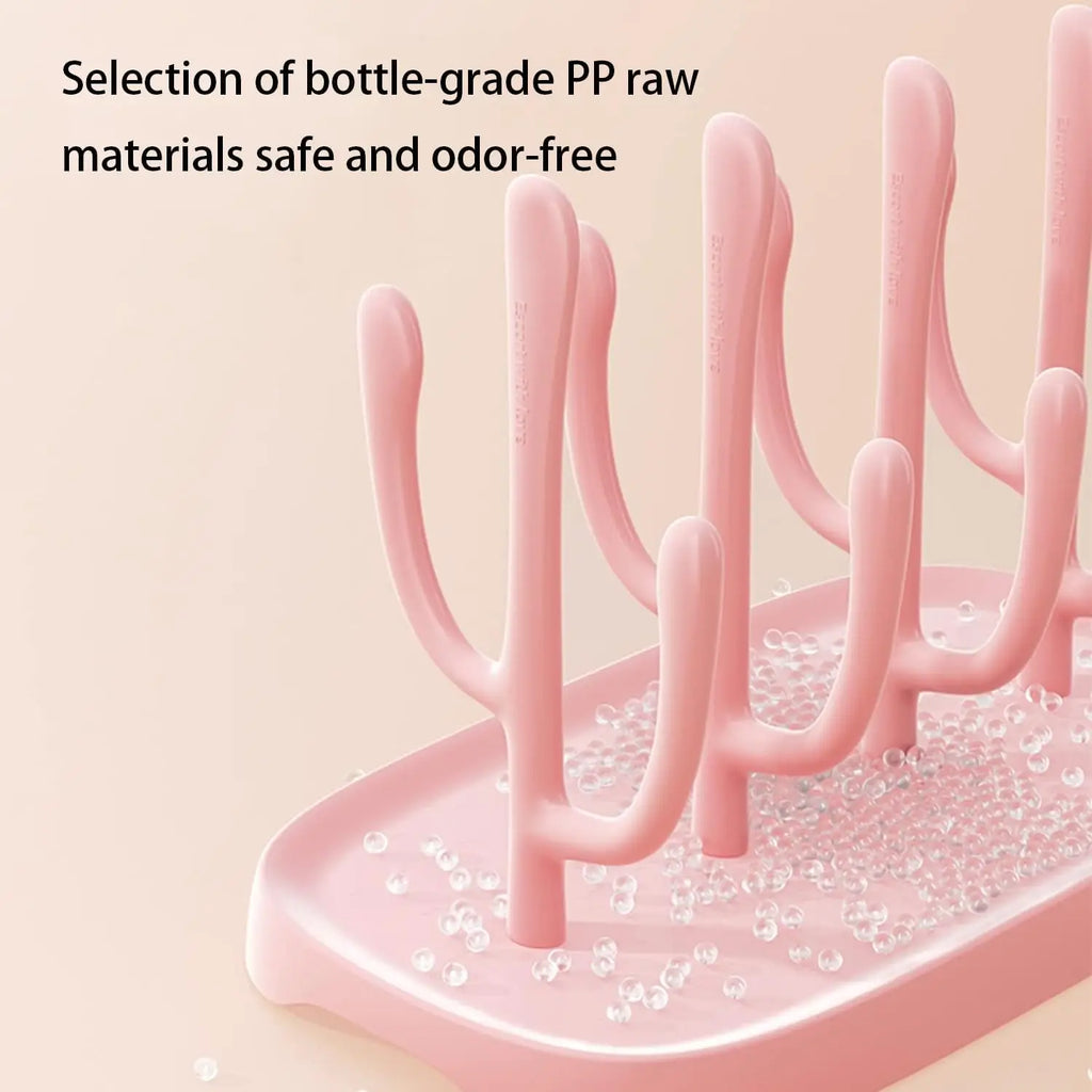 Escurrebotellas de bebé, caja de almacenamiento desmontable, soporte de drenaje con clip para biberones para la limpieza y organización de biberones de leche infantiles y vasos de agua