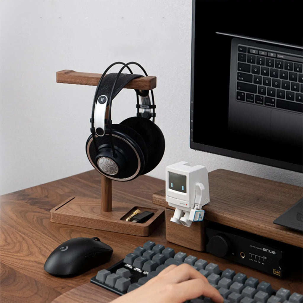 Wooden Headphone Stand Walnut Headphone Rack Rustic Desktop HeElegant Walnut Wood Headphone Stand – Rustic Desktop Organizer for Gaming & Music Headsetsadphone Hanger Universal Headphone Holder for Most Music Game