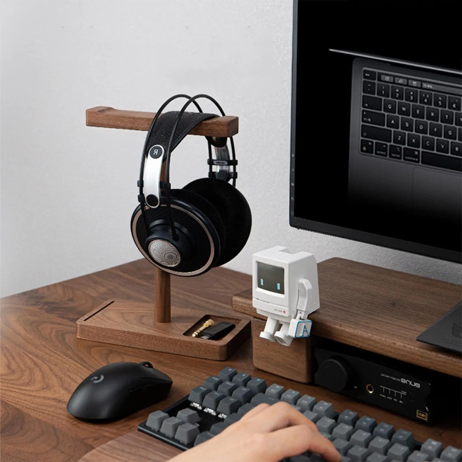 Wooden Headphone Stand Walnut Headphone Rack Rustic Desktop HeElegant Walnut Wood Headphone Stand – Rustic Desktop Organizer for Gaming & Music Headsetsadphone Hanger Universal Headphone Holder for Most Music Game