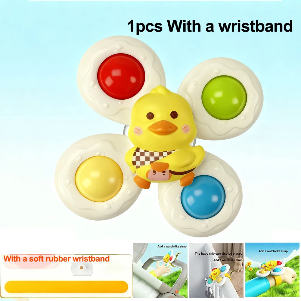 Juguete Giratorio con Ventosa para Bebé, Juego Divertido de Baño, Juguete Educativo para Niños, Aliviador de Estrés Sensorial para Bebés, Regalos de Navidad para Niños
