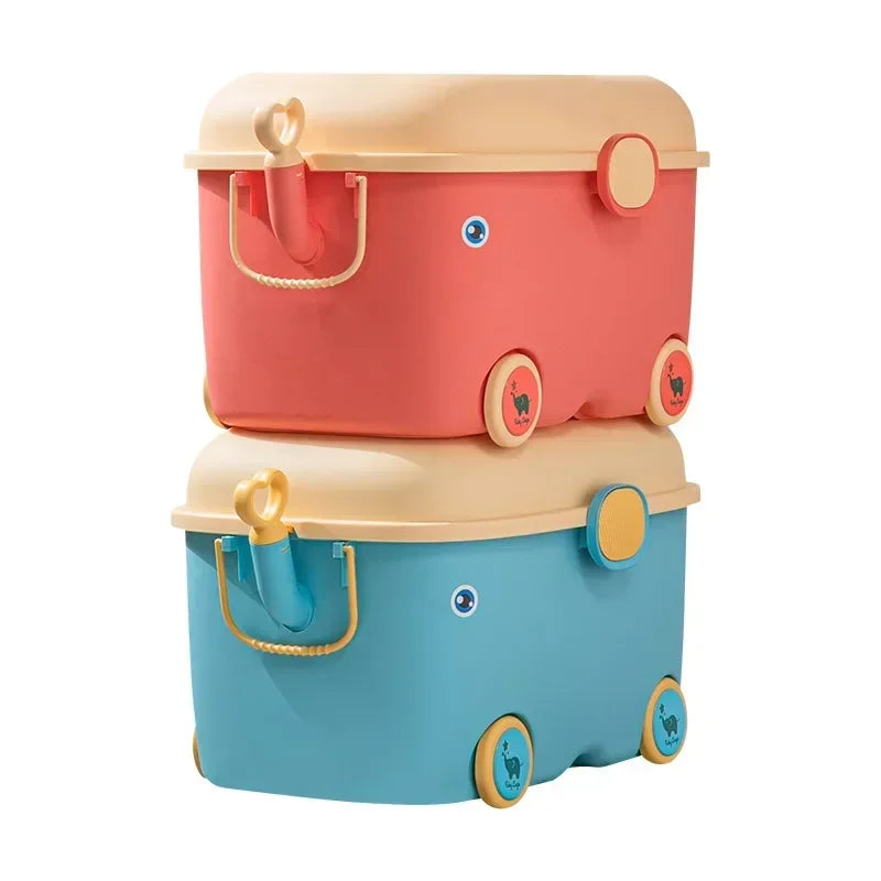Kids Toy Storage Box with Wheels – Large Dustproof Organizer Bin for Toys, Clothes, Books & Building Blocks