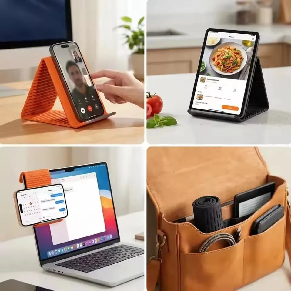 Flexible Foldable Silicone Device Stand – Adjustable Multi-Angle Holder for Phones, Tablets & Laptops