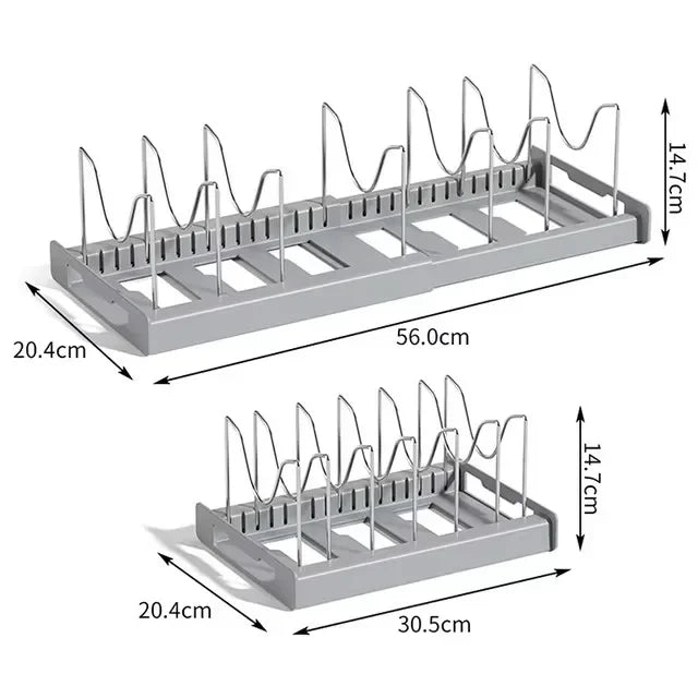 Expandable Pot & Pan Organizer Rack with 7 Adjustable Dividers