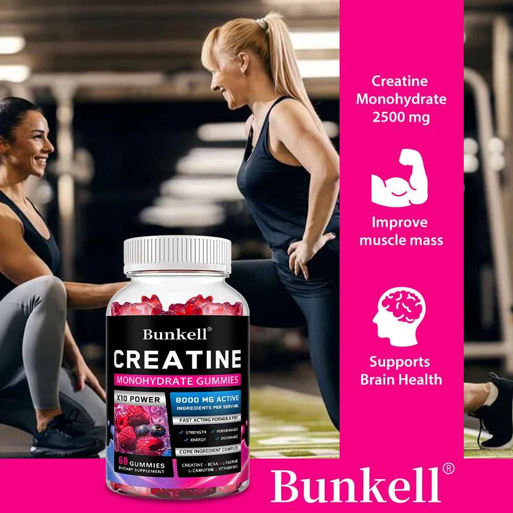 Creatine Monohydrate Gummies – 8000mg Creatine Supplement for Workout Performance, Muscle Strength & Fitness Support