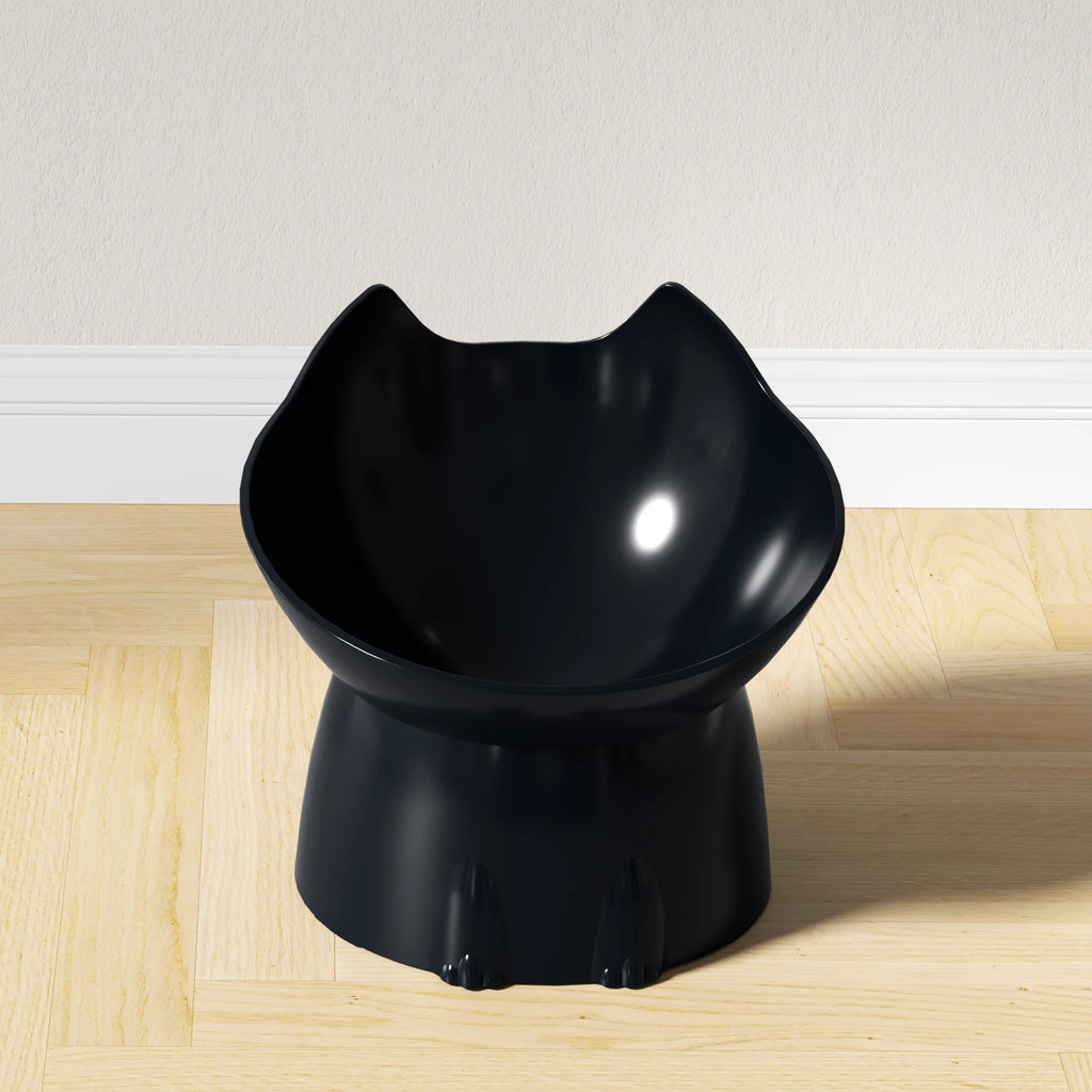 1 unidad de comedero elevado WhiskerWare para gatos, plato de plástico elevado antideslizante con borde inclinado, protección para el cuello para comida de gatitos