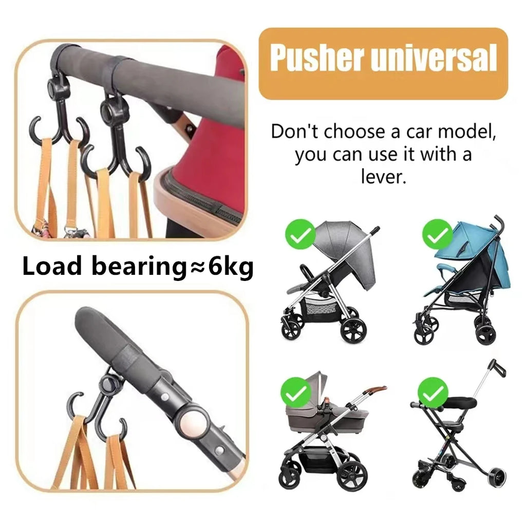2 ganchos de piel sintética para cochecito de bebé, rotación de 360 grados, organizador de carrito, accesorios de ganchillo para cochecito