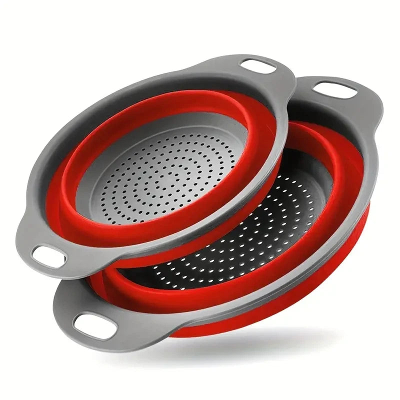 Collapsible Silicone Colander with Handle for Fruit, Vegetable & Kitchen Food Washing