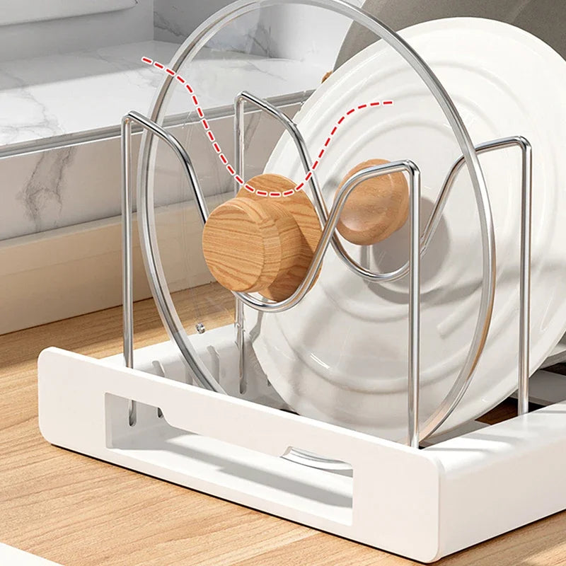 Expandable Pot & Pan Organizer Rack with 7 Adjustable Dividers