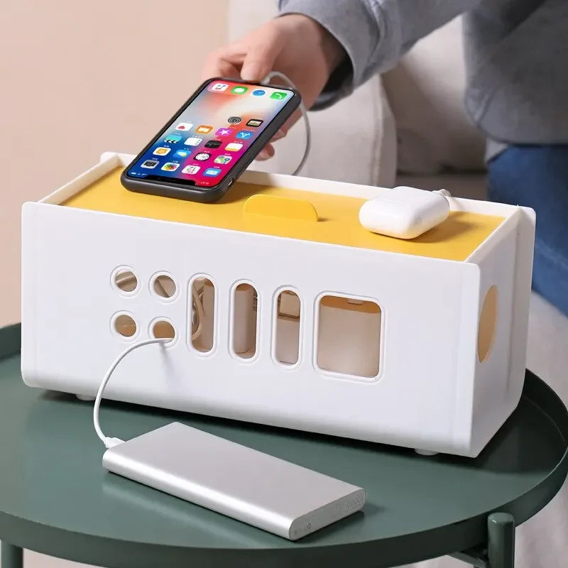 Caja de almacenamiento de cables, regleta multifuncional, gestión de cables, caja de cables, seguridad para el hogar, línea de red, cubo de almacenamiento