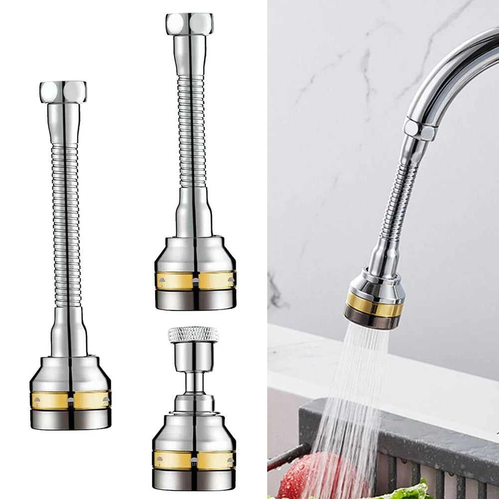 360° Flexible Stainless Steel Faucet Extender with 3 Spray Modes for Kitchen & Bathroom Sink