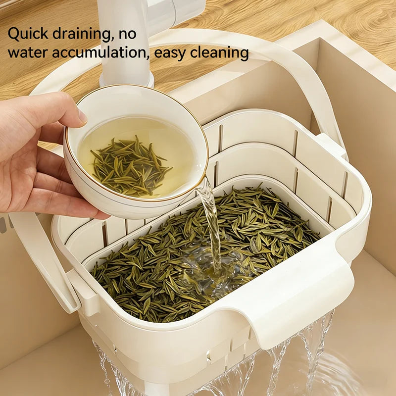 Colador de fregadero plegable y expandible colgante, cesta de filtro para residuos de alimentos y frutas, colador de fregadero ahorrador de espacio para cocina doméstica