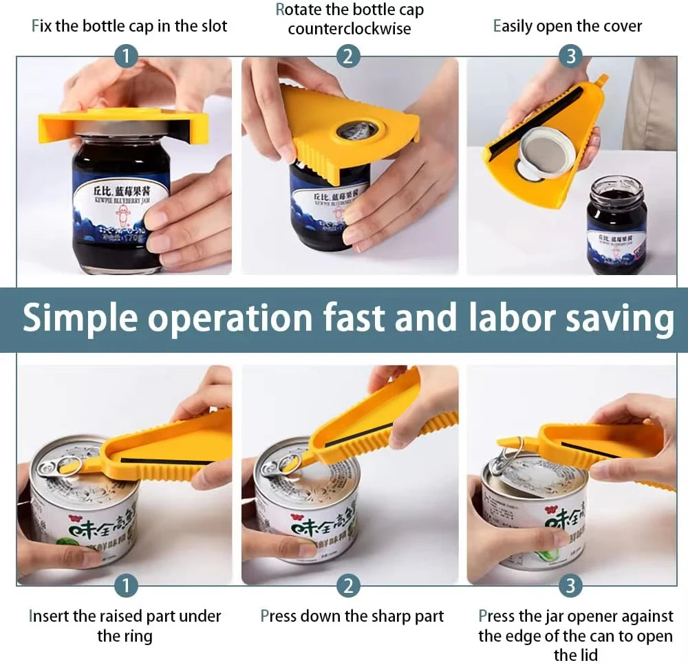 4-in-1 Multifunctional Can & Jar Opener for Beer, Bottle Caps, and Kitchen Use