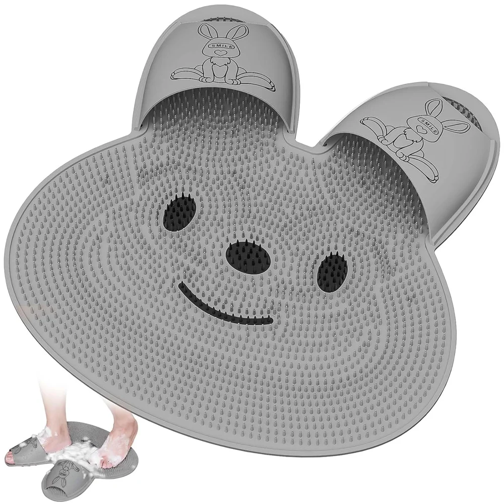 Non-Slip Silicone Foot Scrubber Bath Mat – Shower Foot Massager, Exfoliating Cleaning Mat for Bathtub & Bathroom Floor