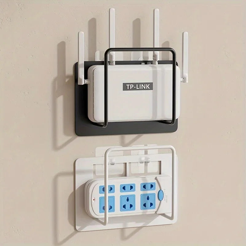 Wall-Mounted Router Shelf – No-Drill Iron Storage Rack for WiFi Router, TV Box & Home Organization