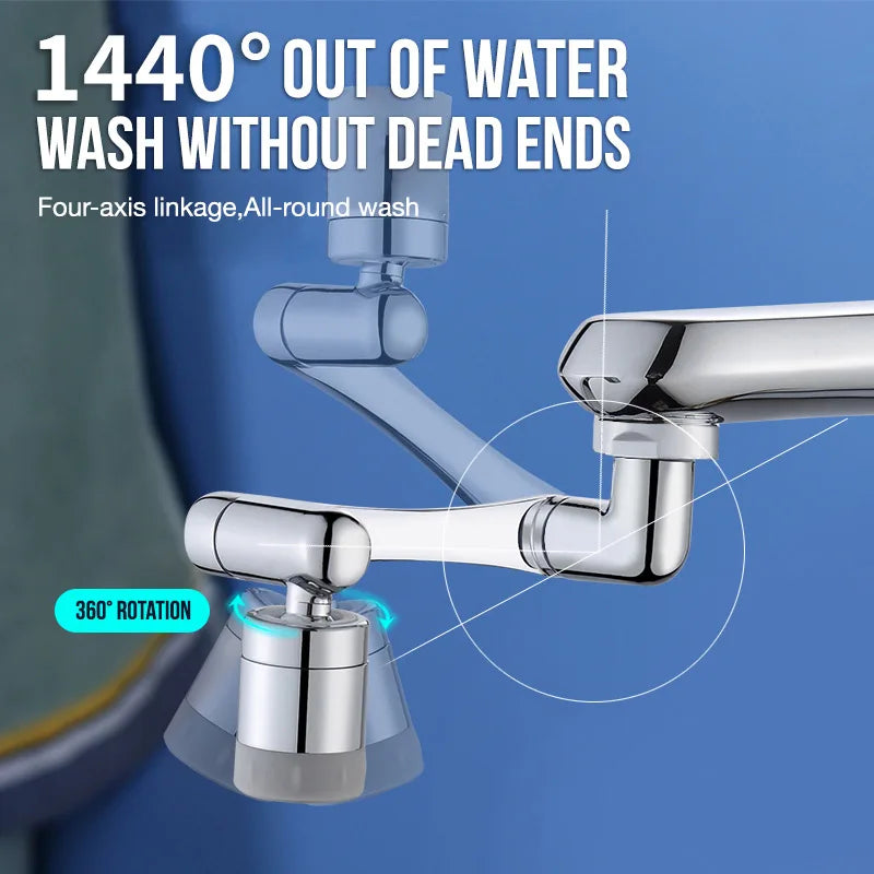 Extensor de grifo de acero inoxidable giratorio 1080°, boquilla pulverizadora para grifo, aireador mezclador de baño universal, 2 modos de pulverización