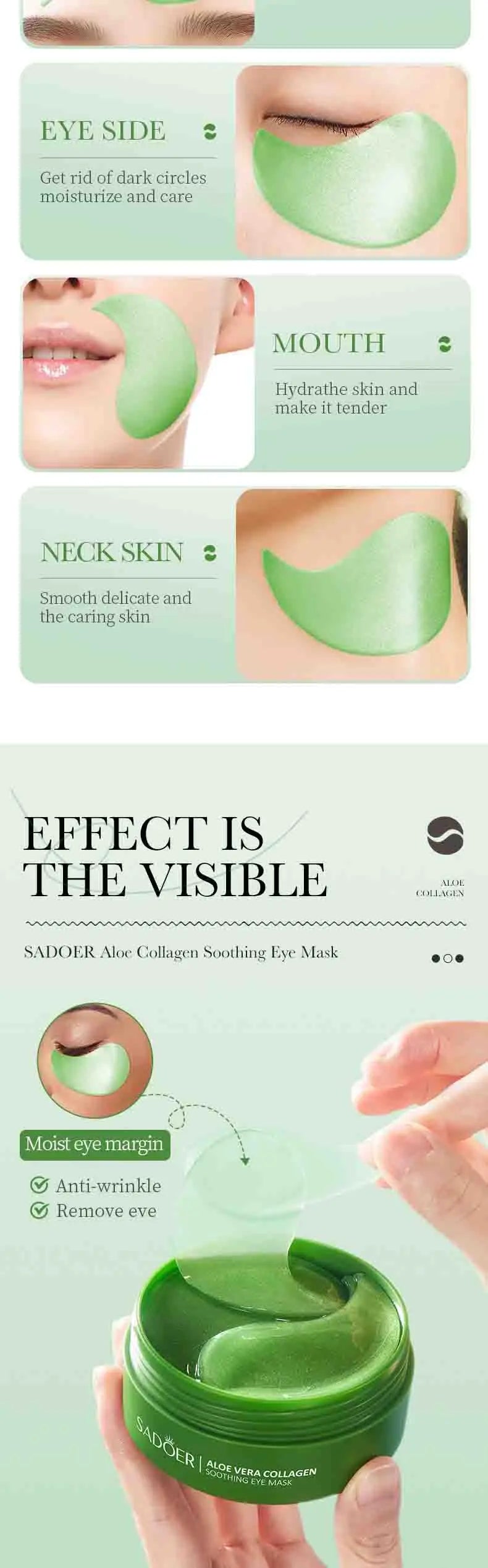Aloe Vera Collagen Eye Patches – 60 Pcs Firming & Anti-Dark Circles
