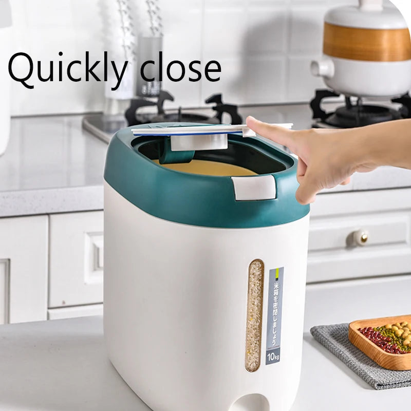 XIAOGUI Dispensador de Arroz de 5KG/10KG Organizador de Cocina y Contenedor de Almacenamiento Caja Doméstica Tarro de Cereal Botes de Cocina Almacenaje Alimentos