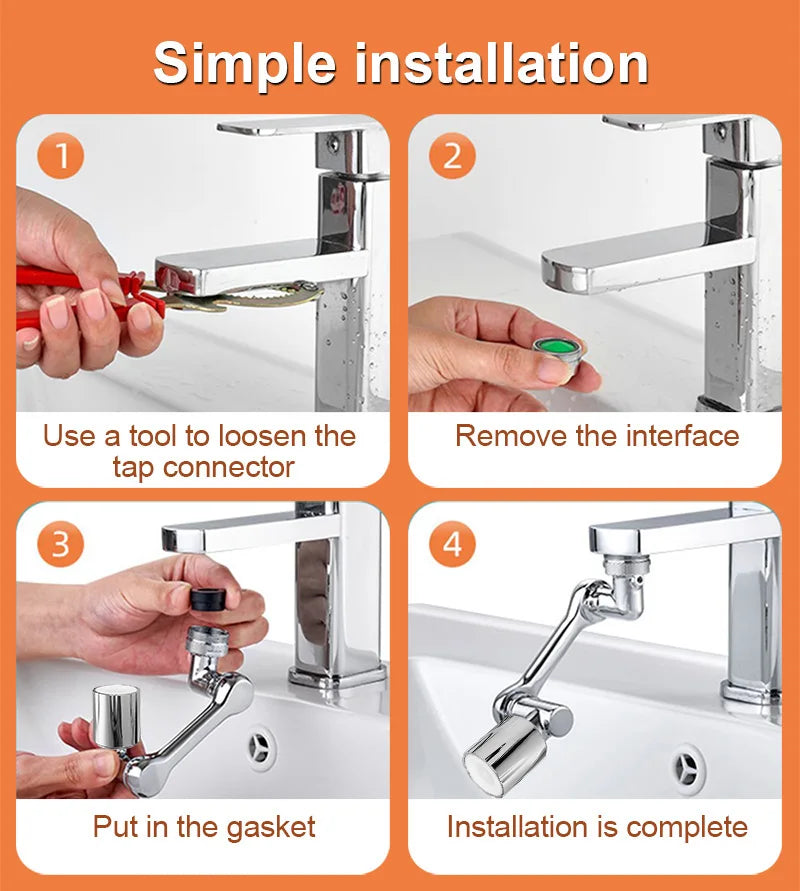 Extensor de Grifo Brazo Robótico ABS Modo Dual Simple Boquilla Giratoria Universal de 1080° para Lavabo de Baño