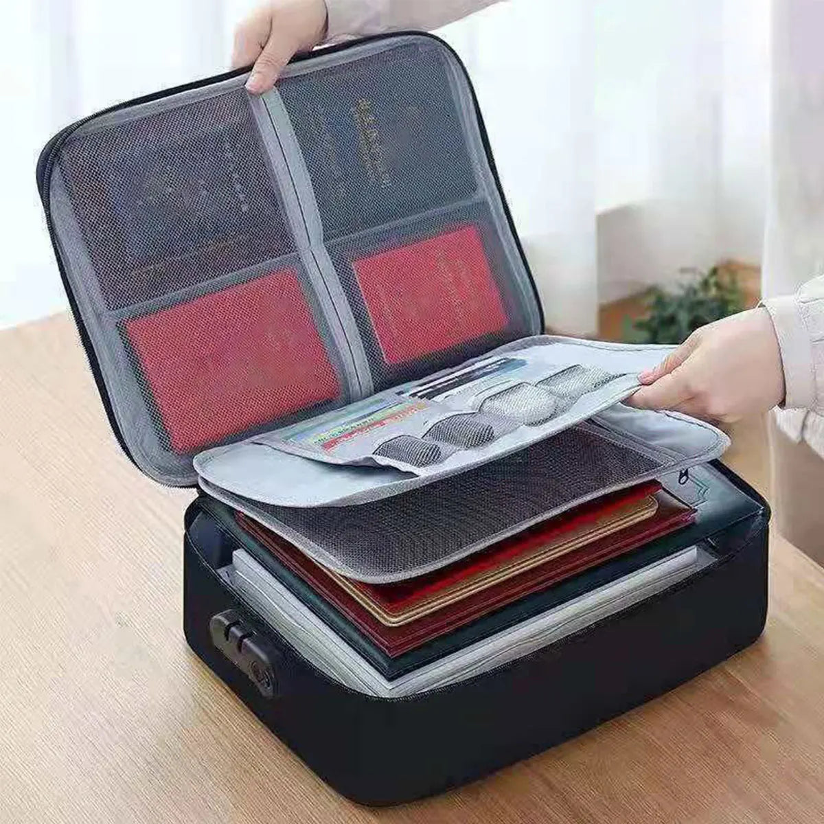 Waterproof Document Organizer – Lockable File Storage Case for Passports, Cards & Certificates