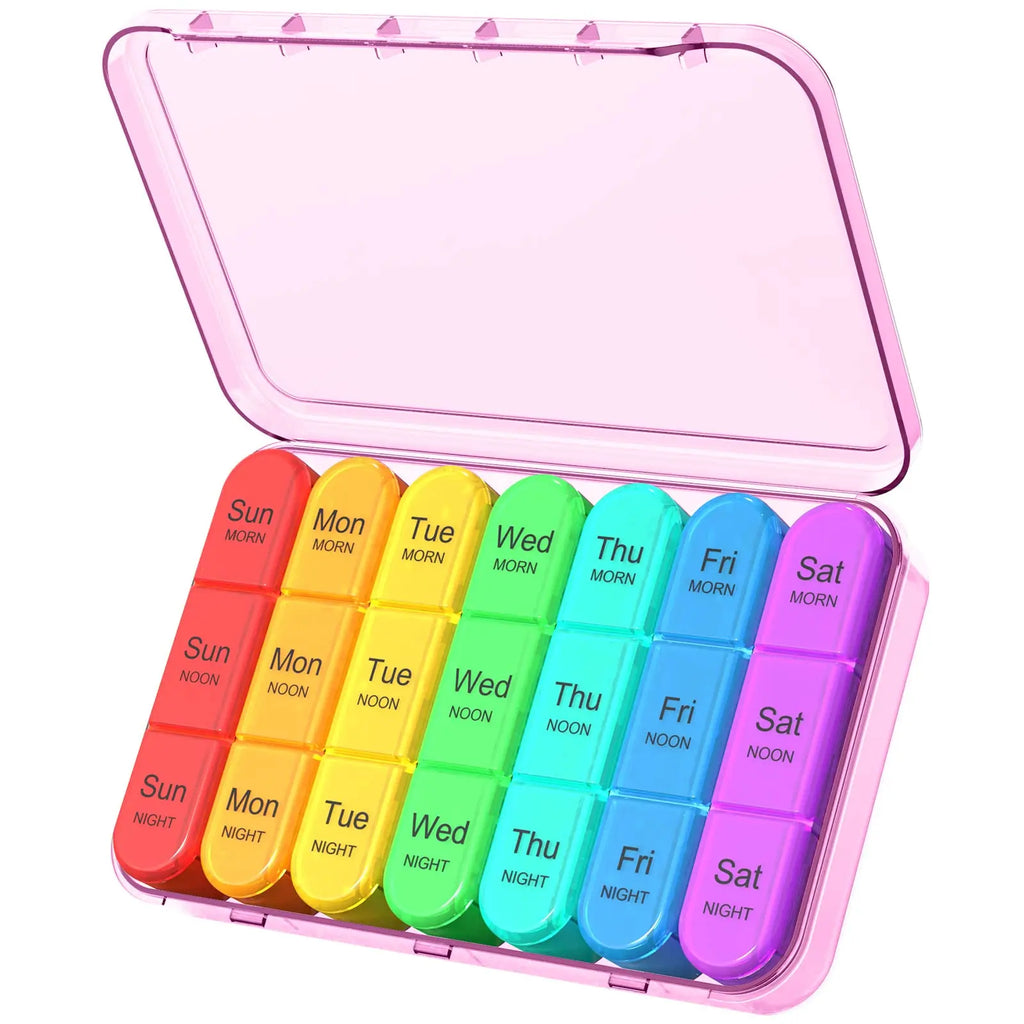 Pastillero organizador 3 tomas al día - Pastillero semanal grande de 7 días para medicamentos con compartimentos individuales para viaje