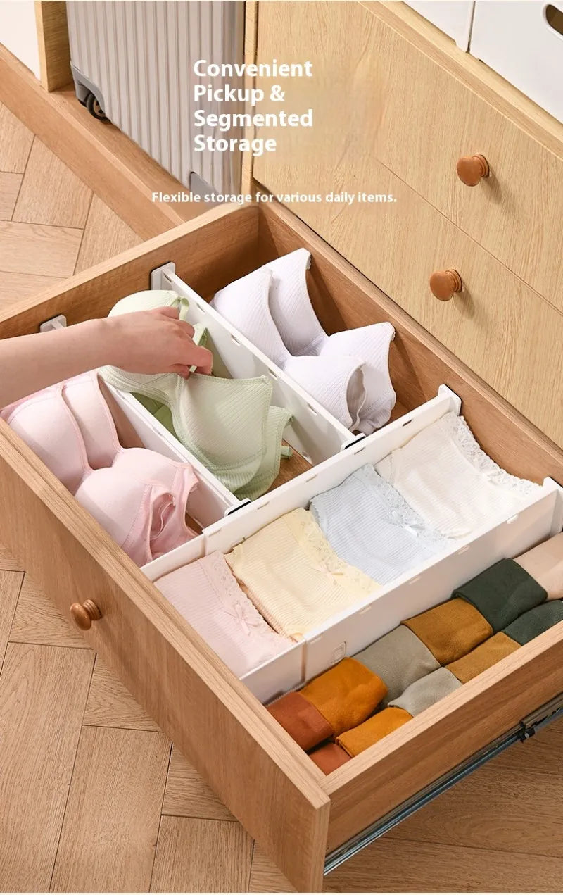 Adjustable Drawer Divider Organizer – Expandable PP Storage Partition for Clothes, Socks, Underwear, Kitchenware & Cosmetics