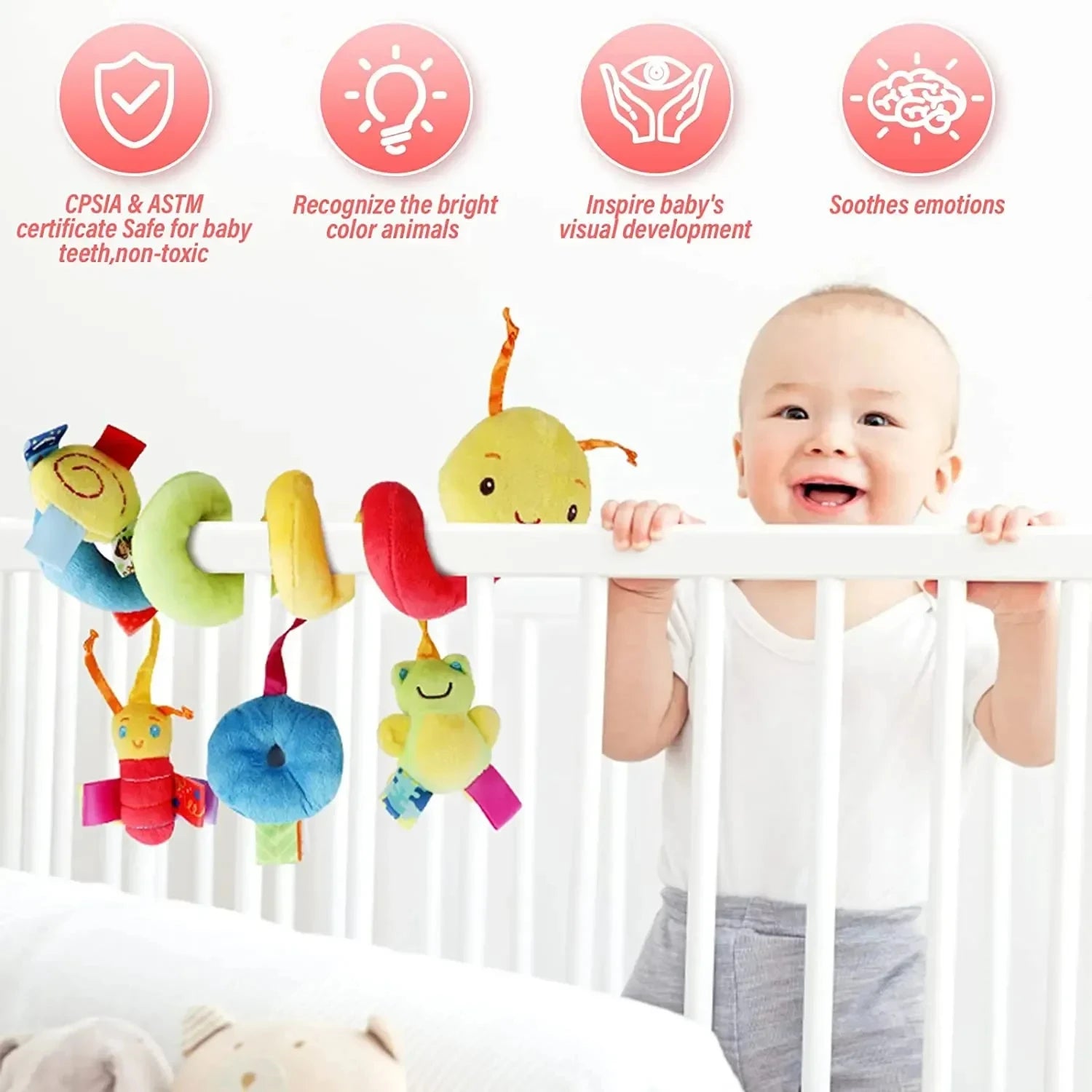 Juguetes colgantes para cuna de bebé, sonajeros, asiento de coche, juguetes blandos, móviles, cochecito, cuna, juguete espiral, cochecito, muñecos colgantes para bebés, regalo para recién nacidos