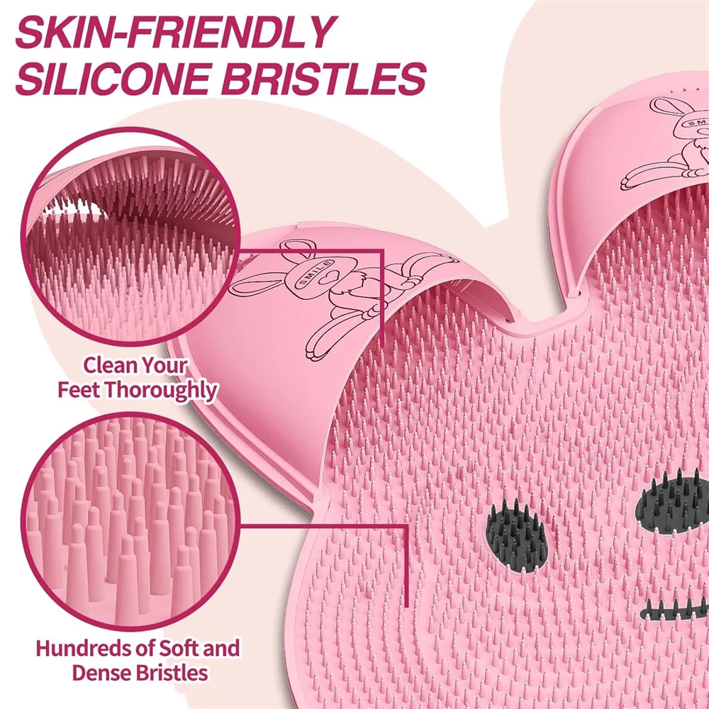 Non-Slip Silicone Foot Scrubber Bath Mat – Shower Foot Massager, Exfoliating Cleaning Mat for Bathtub & Bathroom Floor