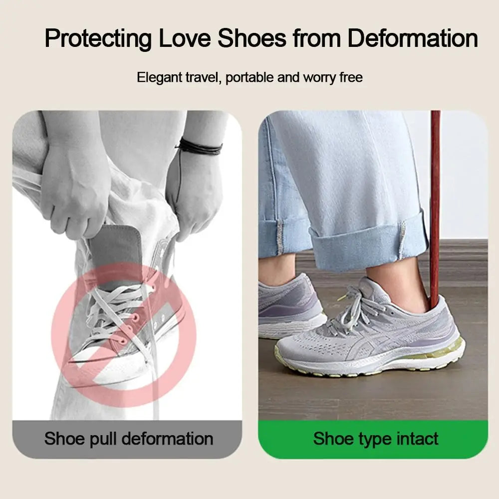 Calzador profesional de mango extralargo, de madera, fácil de usar, para personas mayores, herramienta para ponerse los zapatos.