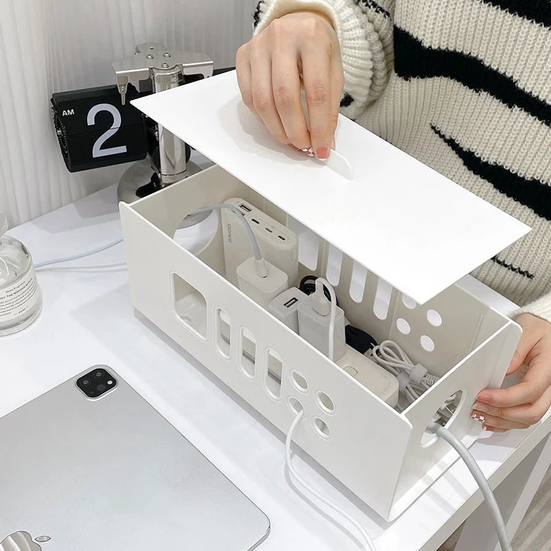 Caja de almacenamiento de cables, regleta multifuncional, gestión de cables, caja de cables, seguridad para el hogar, línea de red, cubo de almacenamiento