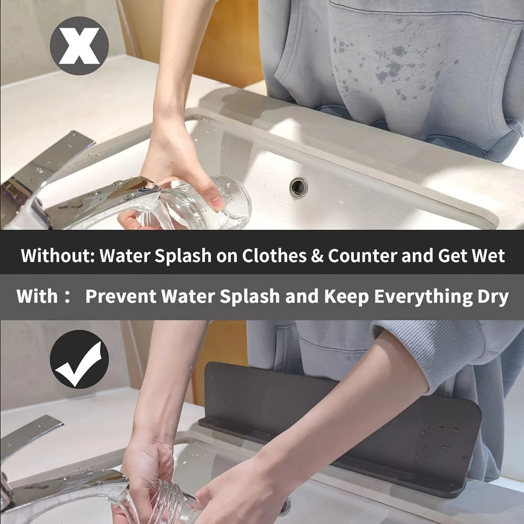Protector contra salpicaduras de silicona para fregadero con ventosas - Barrera de agua para cocinas, laboratorios y fregaderos