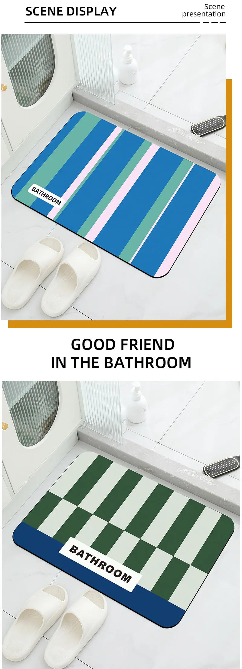 Non-Slip Memory Foam Bath Mat – Soft Absorbent Bathroom Rug with Anti-Slip Backing for Bathroom, Bedroom, Entryway & Laundry Room