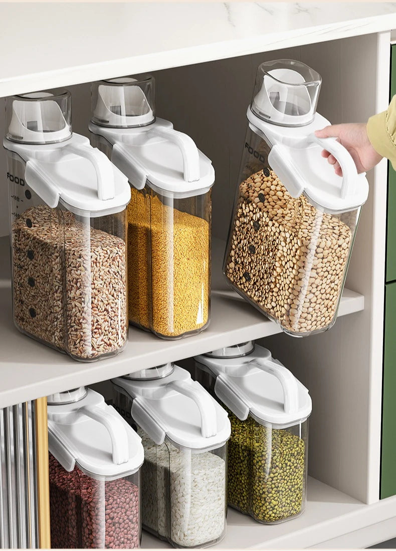 Recipientes herméticos para almacenar alimentos, dispensador de cereales, caja de almacenamiento para cereales, dispensador de arroz, dispensador de granos, organizador de cocina
