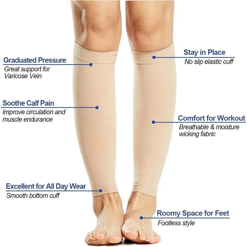 Calf Compression Sleeves for Women & Men – Graduated Compression Socks for Running, Sports, Travel & Daily Leg Support
