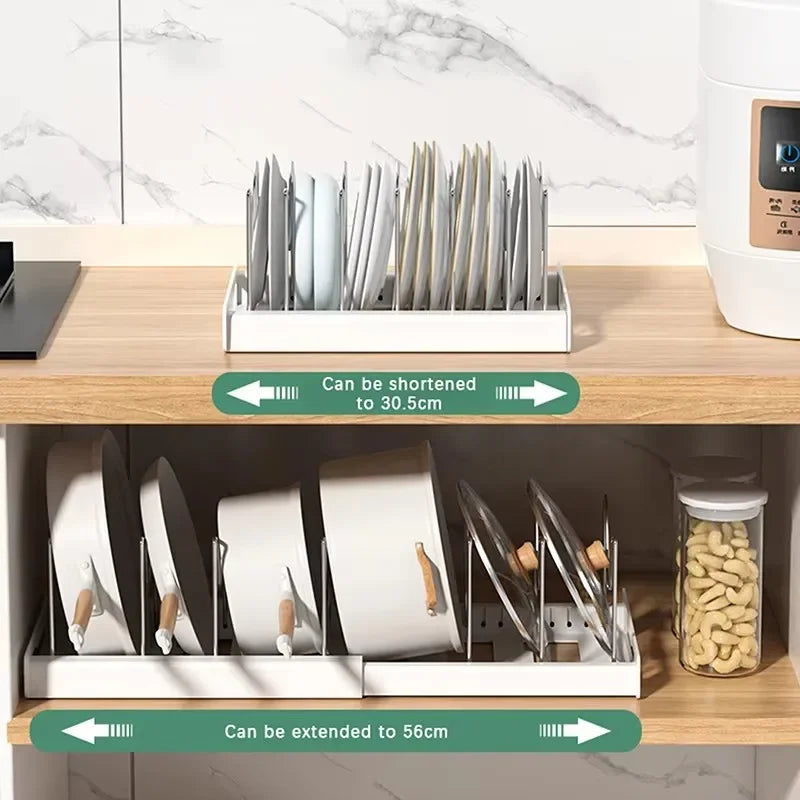 Expandable Pot & Pan Organizer Rack with 7 Adjustable Dividers