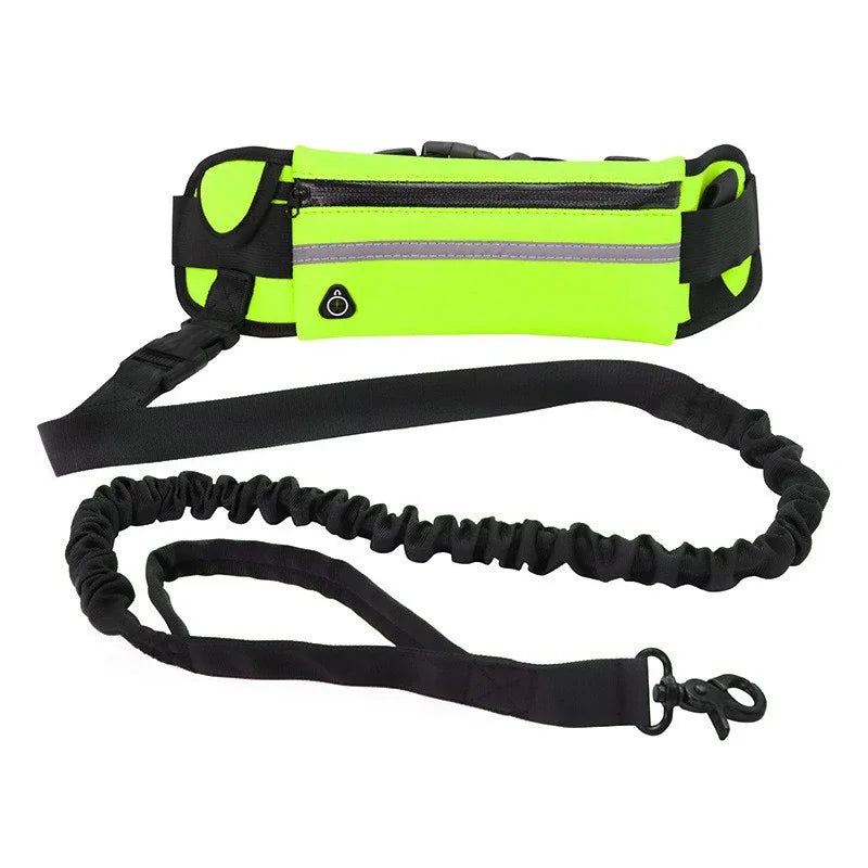 Hands-Free Dog Leash with Waist Bag – Reflective Adjustable Bungee Running Lead for Walking, Jogging & Outdoor Adventures