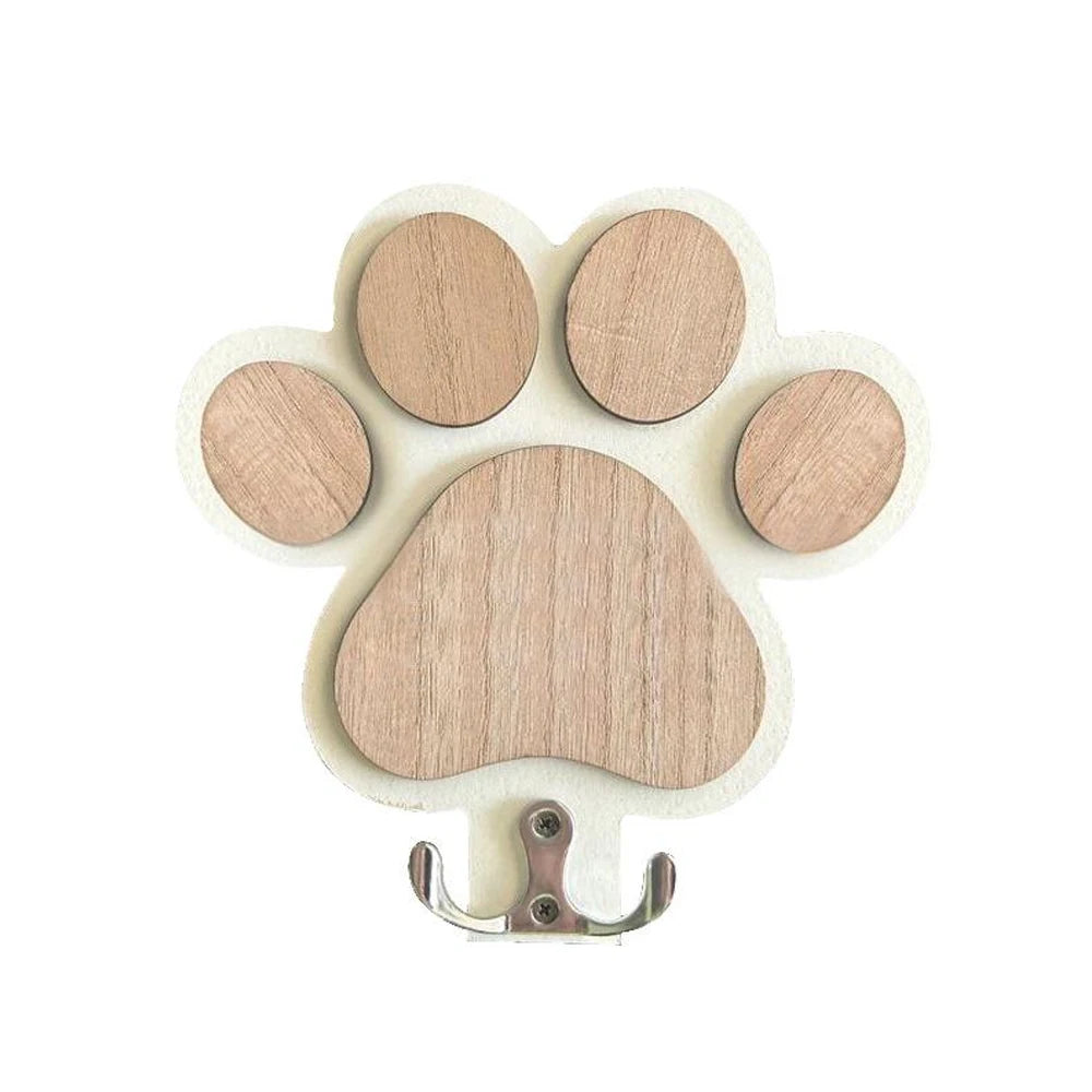 Colgador de correa de perro de madera con huella de pata para collares y abrigos, gancho de pared de madera con diseño de huella de pata, soporte de correa con gancho de garra, regalo para amantes de los perros