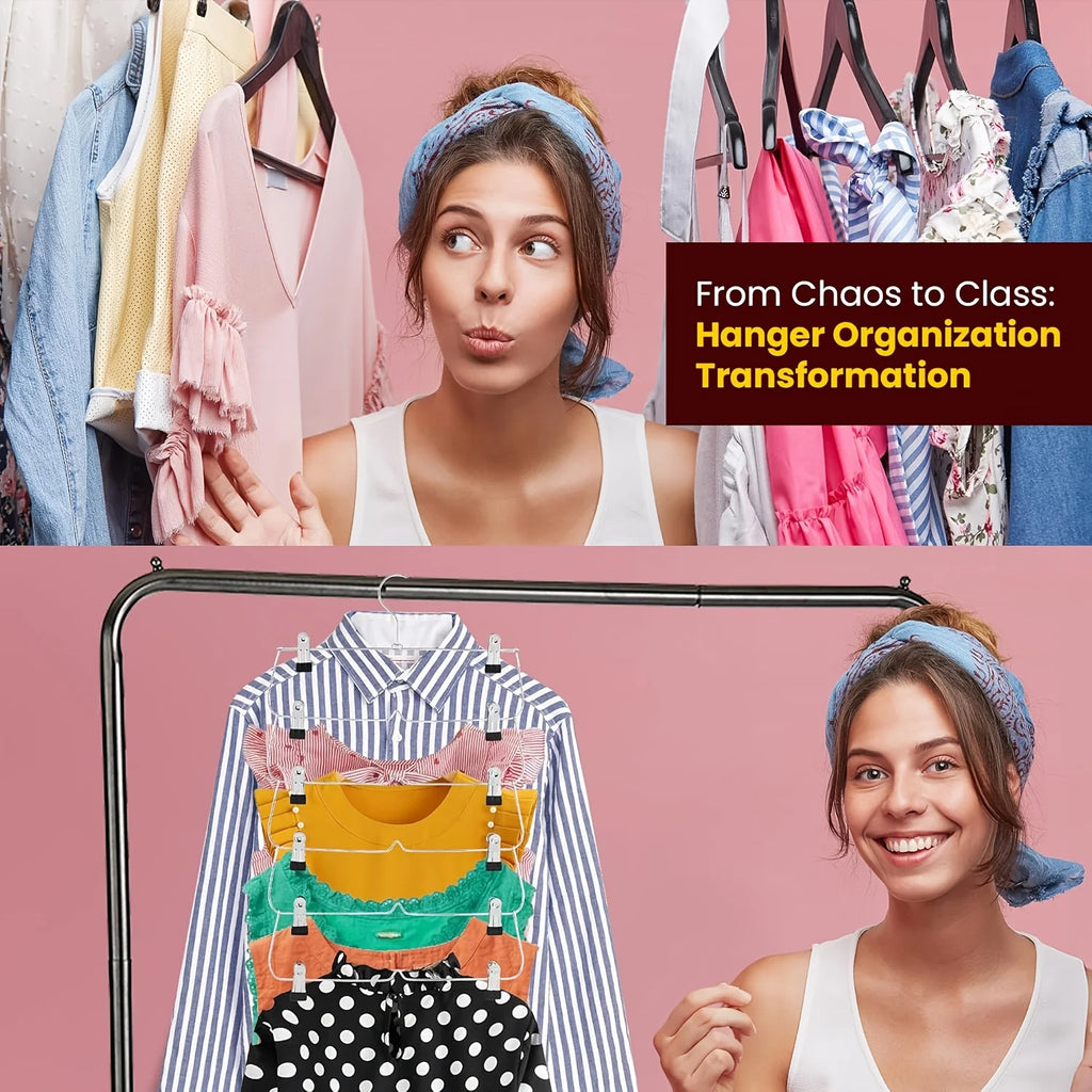 6-Tier Skirt & Pants Hanger with Adjustable Clips