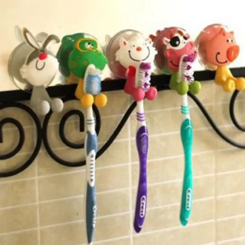 Wall-Mounted Kids Toothbrush Holder & Toothpaste Dispenser