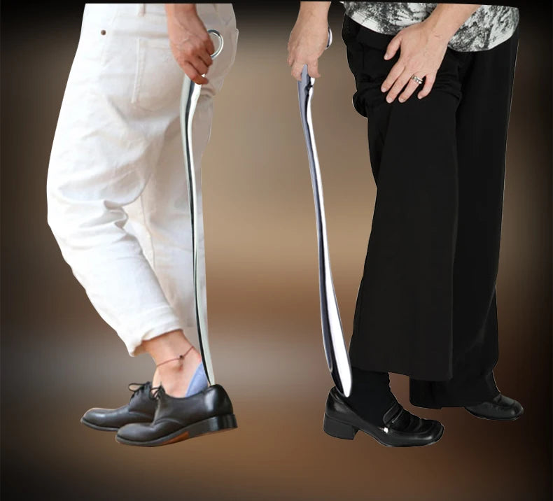52cm Long Handle Metal Shoe Horn – Heavy-Duty Stainless Steel Shoe Helper for Seniors, Adults & Boots