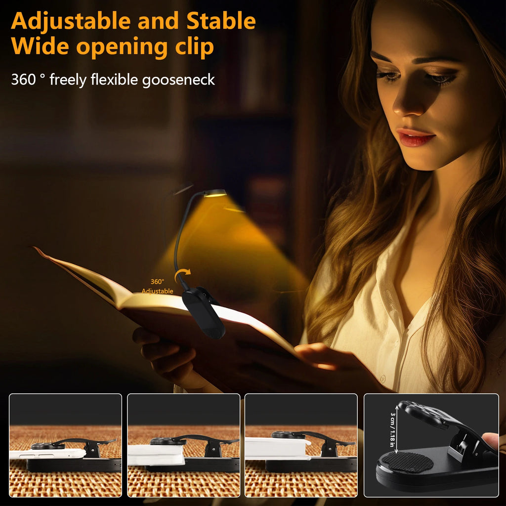 Rechargeable LED Clip-On Desk Lamp – Dimmable USB Reading Light