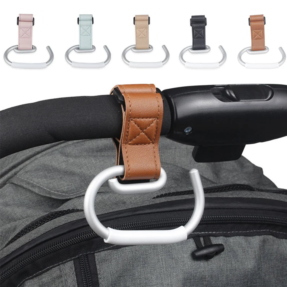 Baby Stroller Hook – Universal PU Organizer Hook for Diaper Bags, Shopping Bags & Stroller Accessories