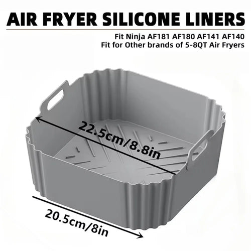 Revestimientos de silicona de 22.5cm para freidoras de aire, cestas antiadherentes reutilizables para Ninja AF181 AF180 AF141 AF140 y otros accesorios para freidoras de aire de 5-8QT