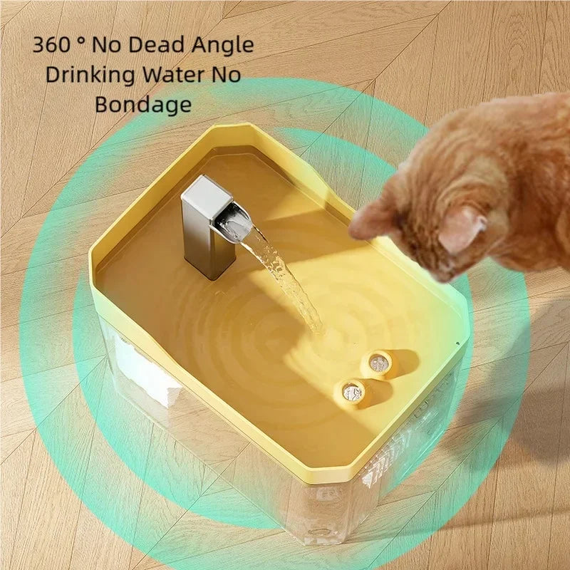 Fuente de agua para gatos de 1.5 L, dispensador de agua transparente para mascotas, filtro circulante ultra silencioso, apagado automático, fuente de agua para mascotas